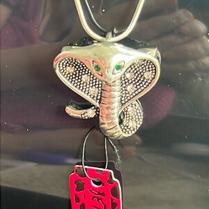 Betsey Johnson Silver Cobra Necklace or Brooch